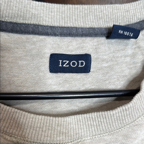 Izod Light Heather oatmeal Crewneck Sweater with Ribbed Cuffs Size XL Tall - Picture 3 of 5